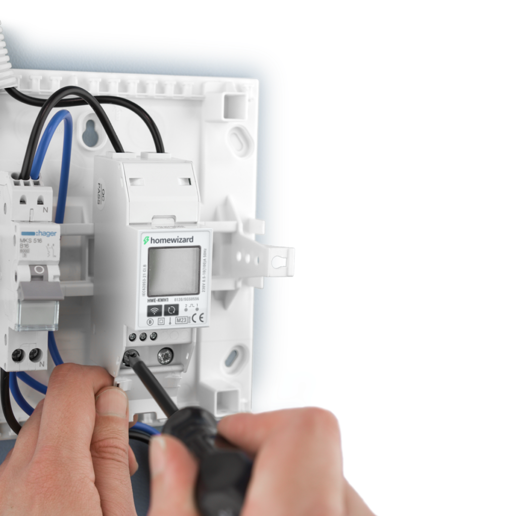 HomeWizard Wi-Fi kWh Meter 3-Fase (MID Gekeurd) — Groepenkast DIN-rail Montage
